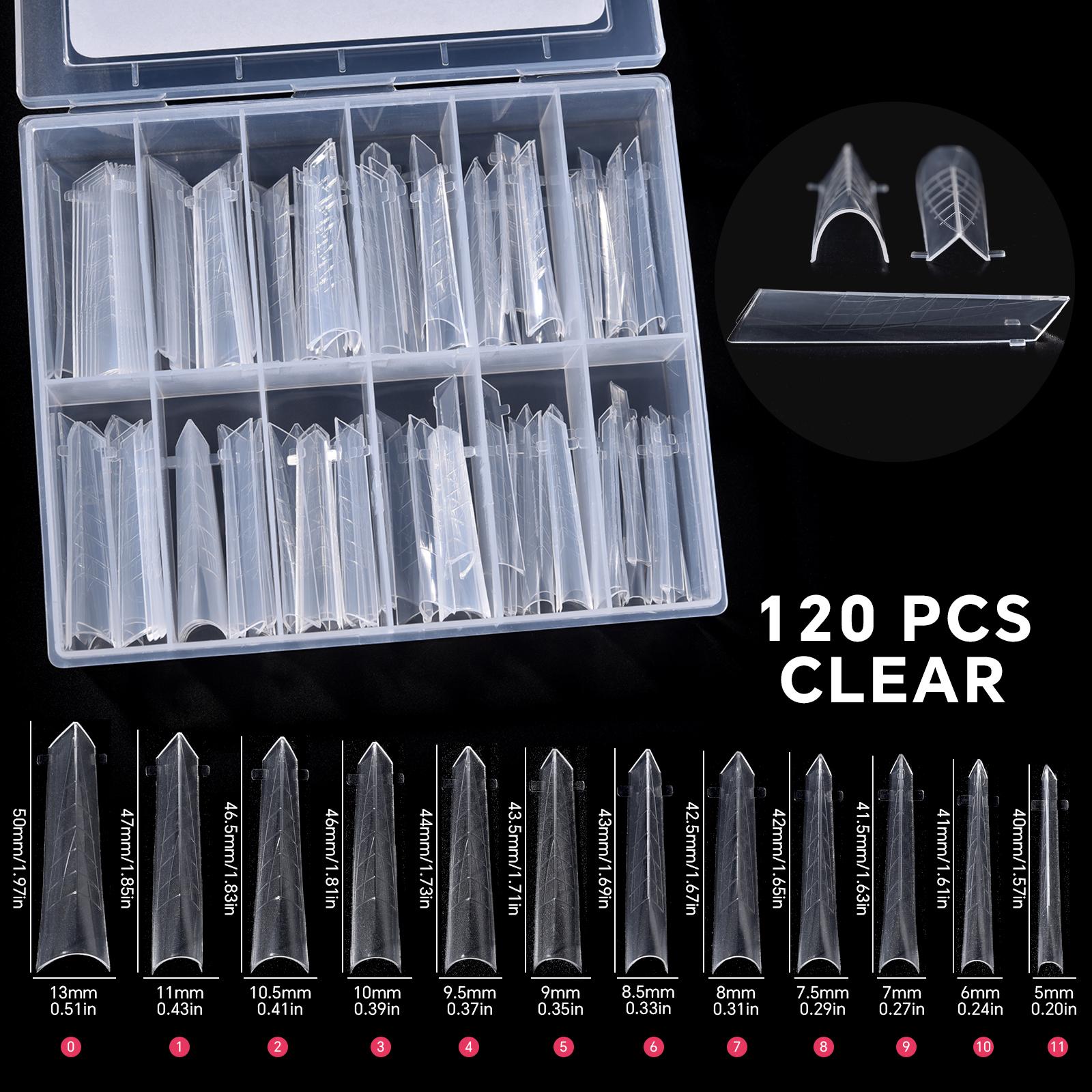 

120 шт./набор Двойная форма для наращивания ногтей Быстрое создание формы Полное покрытие Искусство ногтей на пальцах Наращивание Форма для наращивания Ногтевой УФ-гель Пластиковая форма