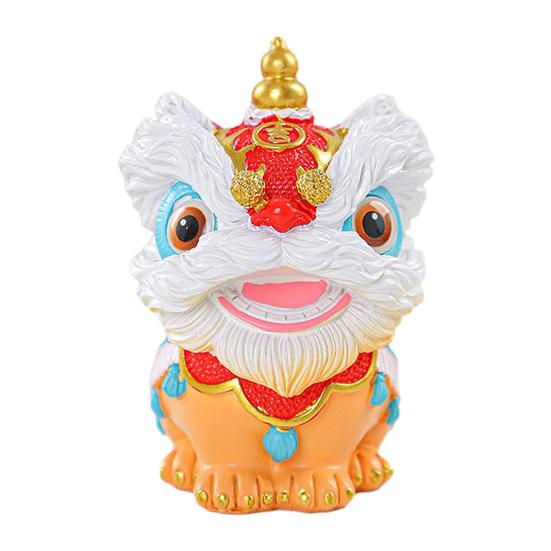 Chinese Style Lion Figurine Cartoon Guardian Lion Resin Statue Home Office Feng Shui Decoration Ornament Holiday Housewarming Gift