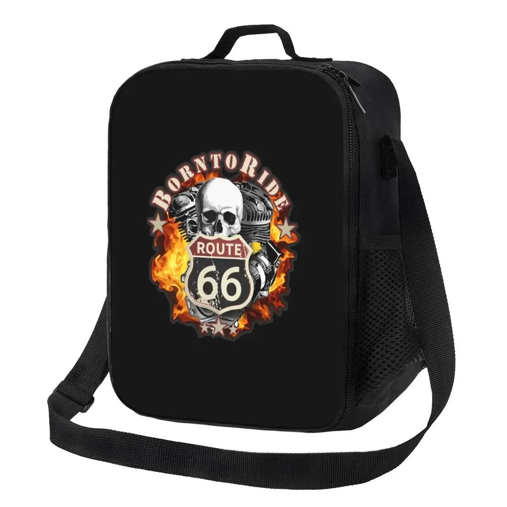 Motorcycle Ride Route 66 Insulated Lunch Bags for US Numbered Highways Resuable Thermal Cooler Food Lunch Box Work School Travel