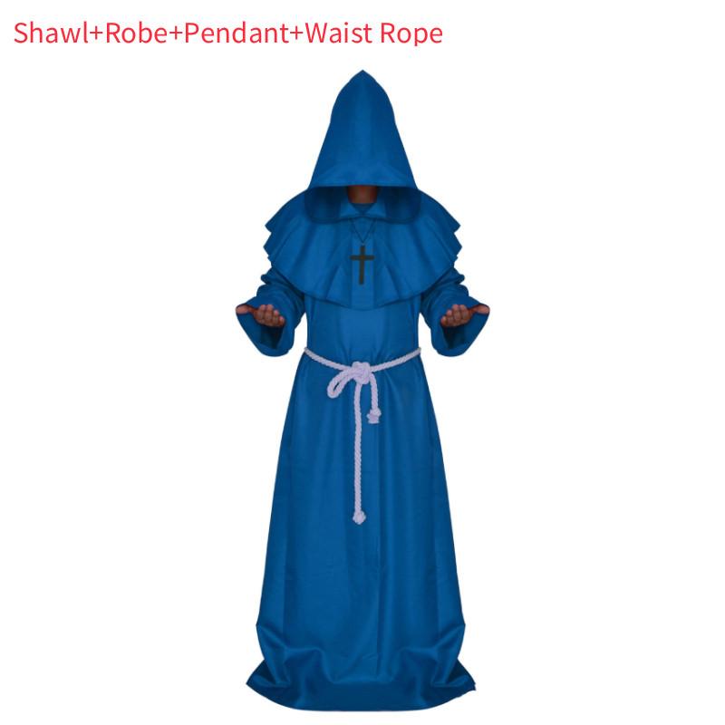 Halloween Medieval Monk Costume Wizard Priest Robe Shawl Set For Costume Parties And Themed Events