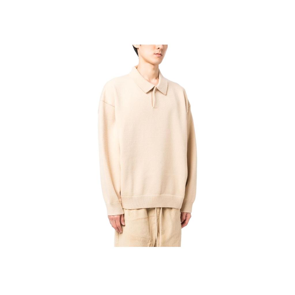 Fear of God Essentials Knit Long-Sleeve Polo Sand Men Tops Tan 192BT222184F