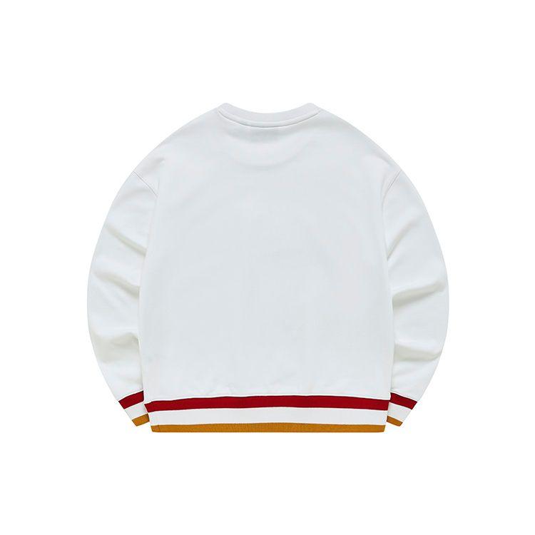 Fila Fusion Kitsune Striped Logo Pullover Sweatshirt Women sweatshirt White T51W933201AWT