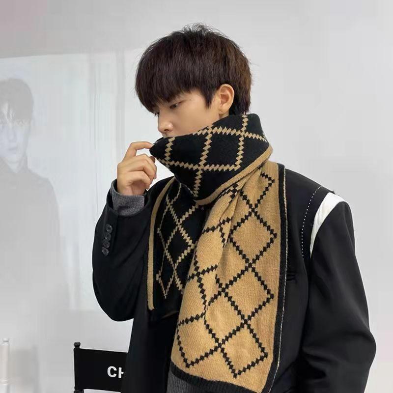 Men's Autumn Winter Knitted Wool Thickened Warm Neck Warmer Women's Couple Korean Style Versatile Japanese-Style
