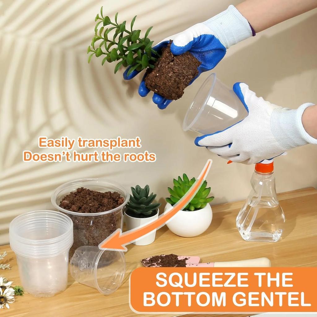 45pc Clear Plastic Flower Pot With Drainage Holes For Indoor And Outdoor Gardening