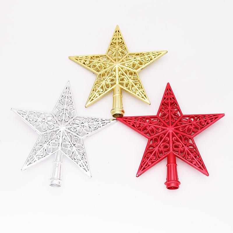 20cm Electroplated 3D Christmas Tree Topper - Five-pointed Star