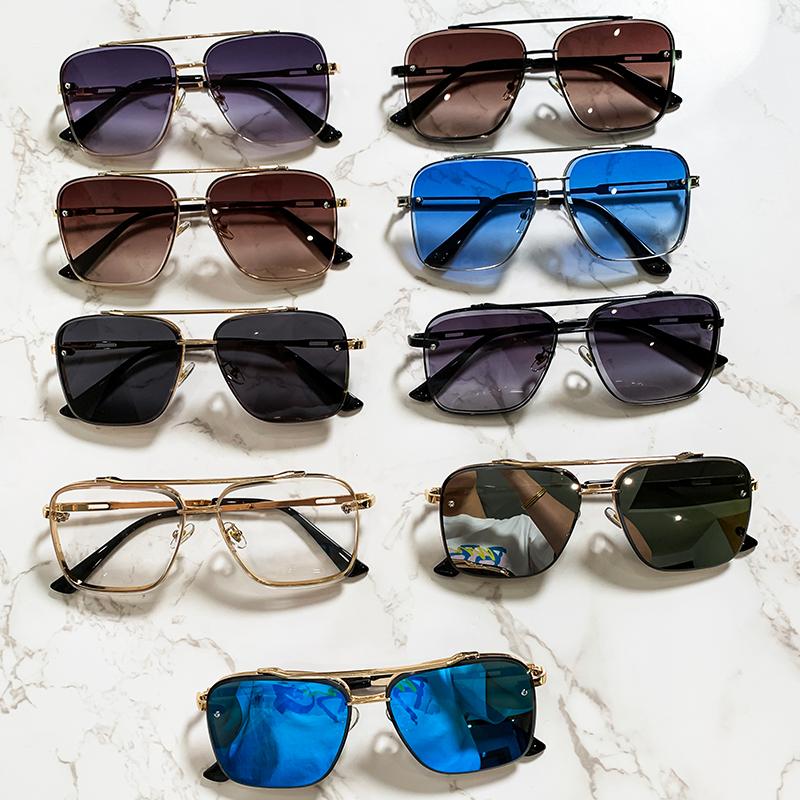 Neue Mode Quadratische Sonnenbrille Herren Luxusmarke Designer Metall Sonnenbrille Vintage Pilot Brille