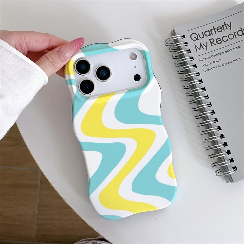 Niche Geometric Stripes iPhone 16/15/14/13 Pro Max & Apple 17 Two-in-One Case