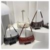 Y2k Pu Leather Shoulder Bag Vintage Zipper Handbag Trendy Women's Armpit Bag  Spicy Girls