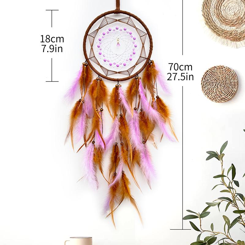 Bohemian Dream Catcher Hand-woven Colorful Feathers Wind Chimes Bedroom Hanging Ornaments Birthday Holiday Gifts Home Decoration