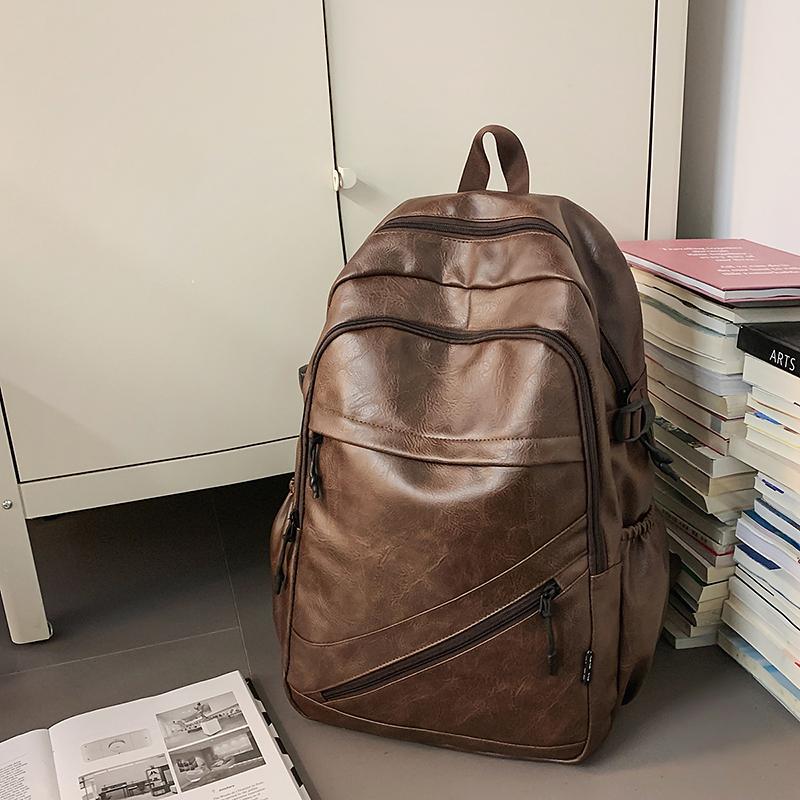 Business Men's PU Backpack Computer Backpack Student Large Capacity Schoolbag