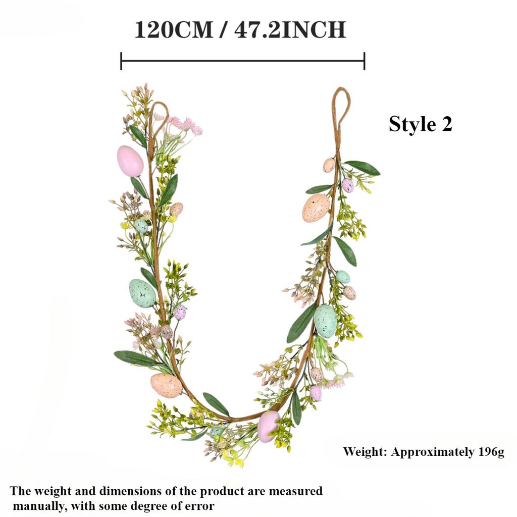 Colorful 5.9ft Artificial Easter Egg Wreath - Rustic Spring Vine Decoration for Holiday & Table Centerpiece, Decoration, 1pc