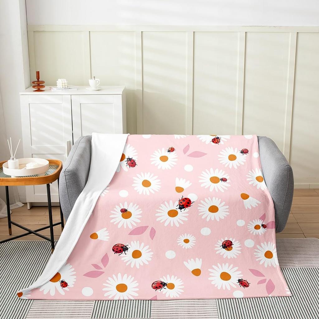 Japanese Style Soft Warm BlanketRainbow Butterfly Throw BlanketCherry Blossoms Fleece BlanketInk Painting Style Fuzzy Blanket