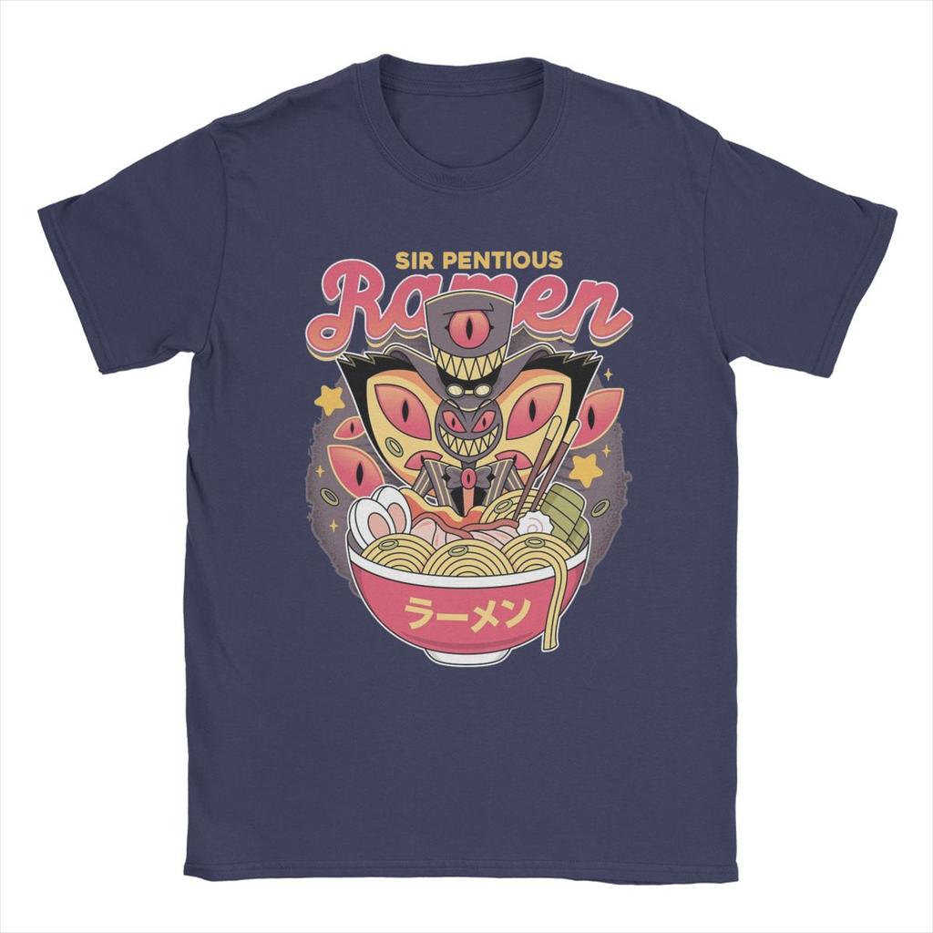 Men T-Shirt Hazbins Hotels Sir Pentious Ramen Vintage Cotton Tee Shirt Short Sleeve T Shirts Round Neck Clothes Graphic Printed