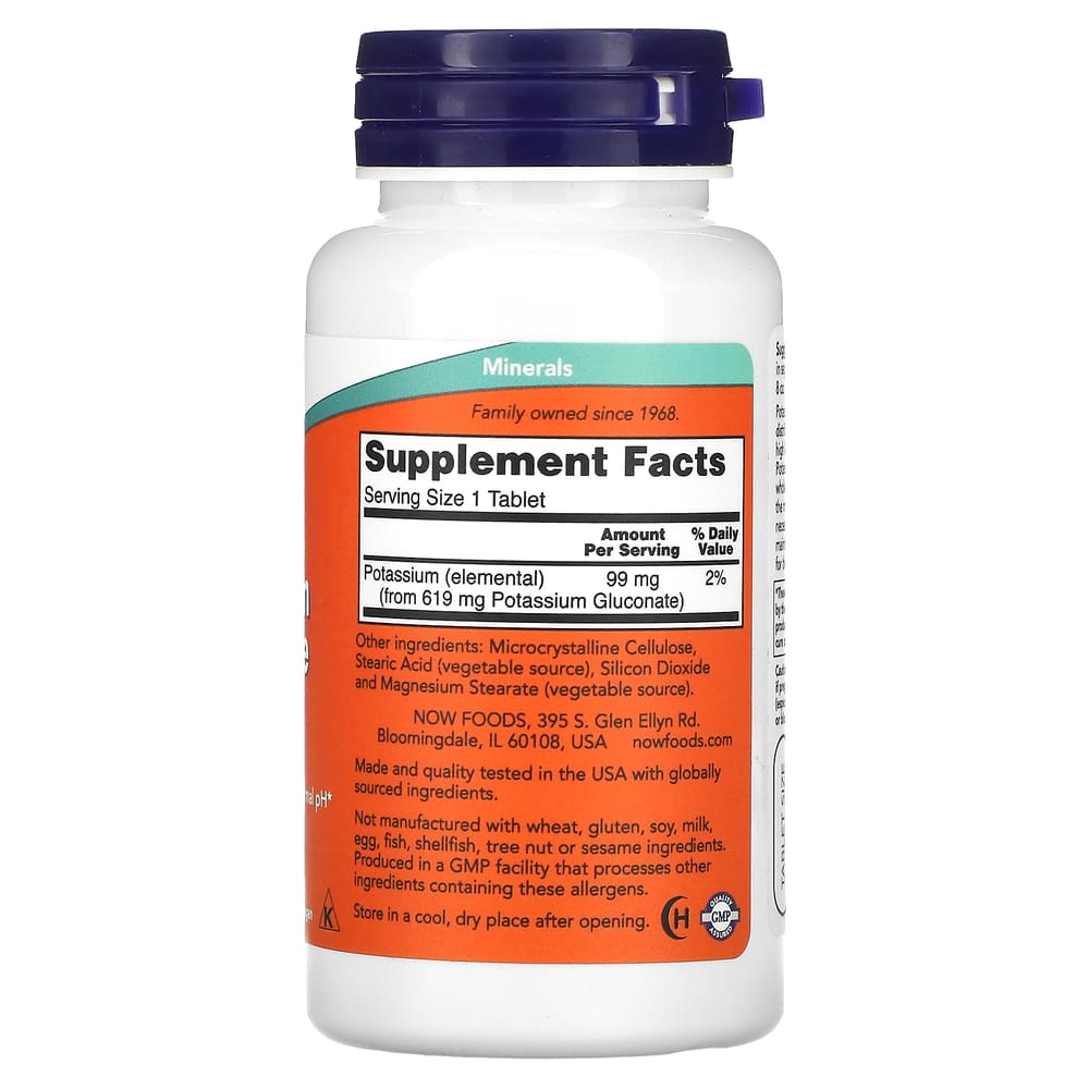NOW Foods Potassium Gluconate 99mg - 100 Tablets