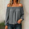Women's Off-Shoulder Long Sleeve Loose Fit T-Shirt Top