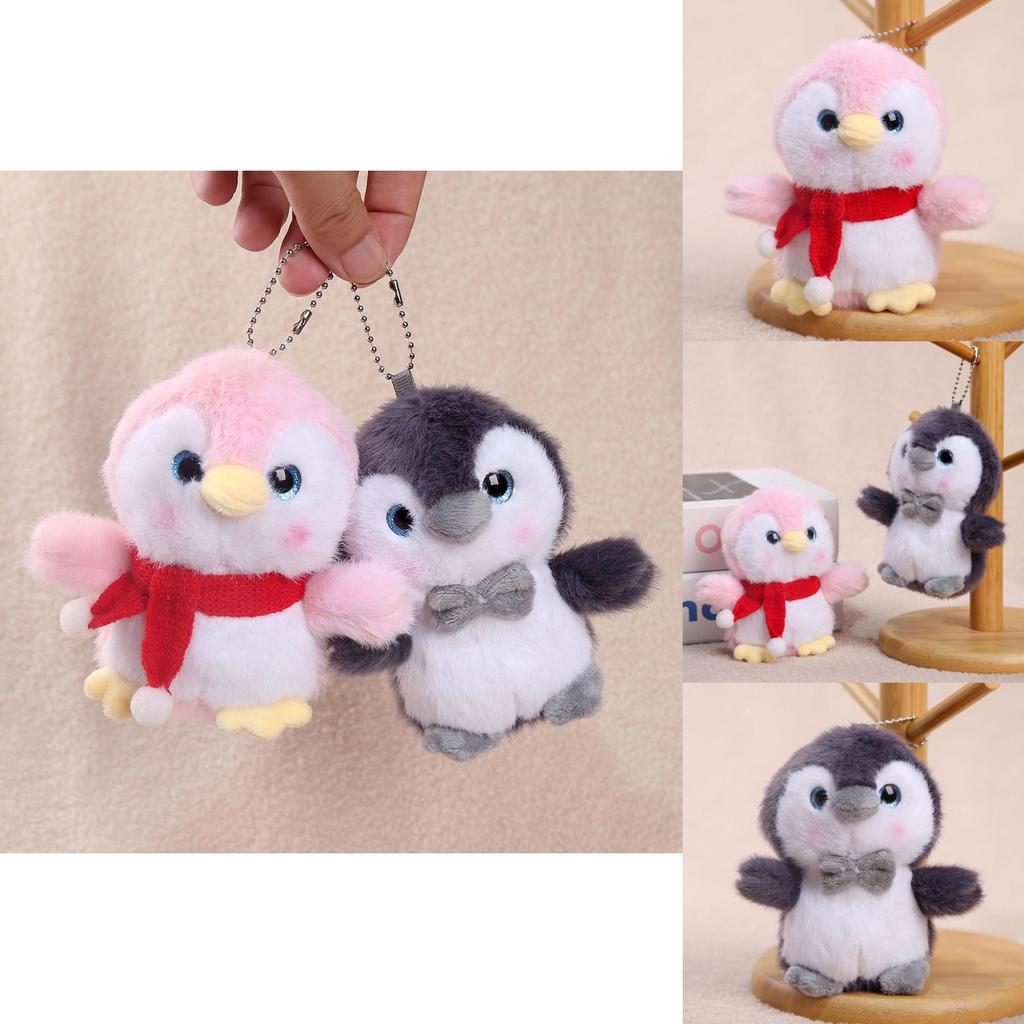 Penguin Plush Keychain With Bow Tie And Scarf Design For Bag Decor