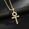 Necklace Single Row Diamond Chain Cross Key Pendant Hip Hop Necklace