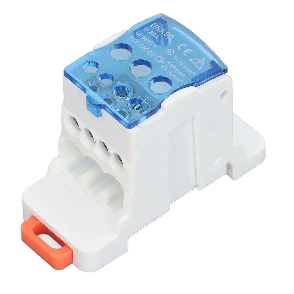 UKK80A Terminal Block Power Junction Box DIN Rail Mount Universal Electric Wire Splitter Distribution Box 1000V AC DC