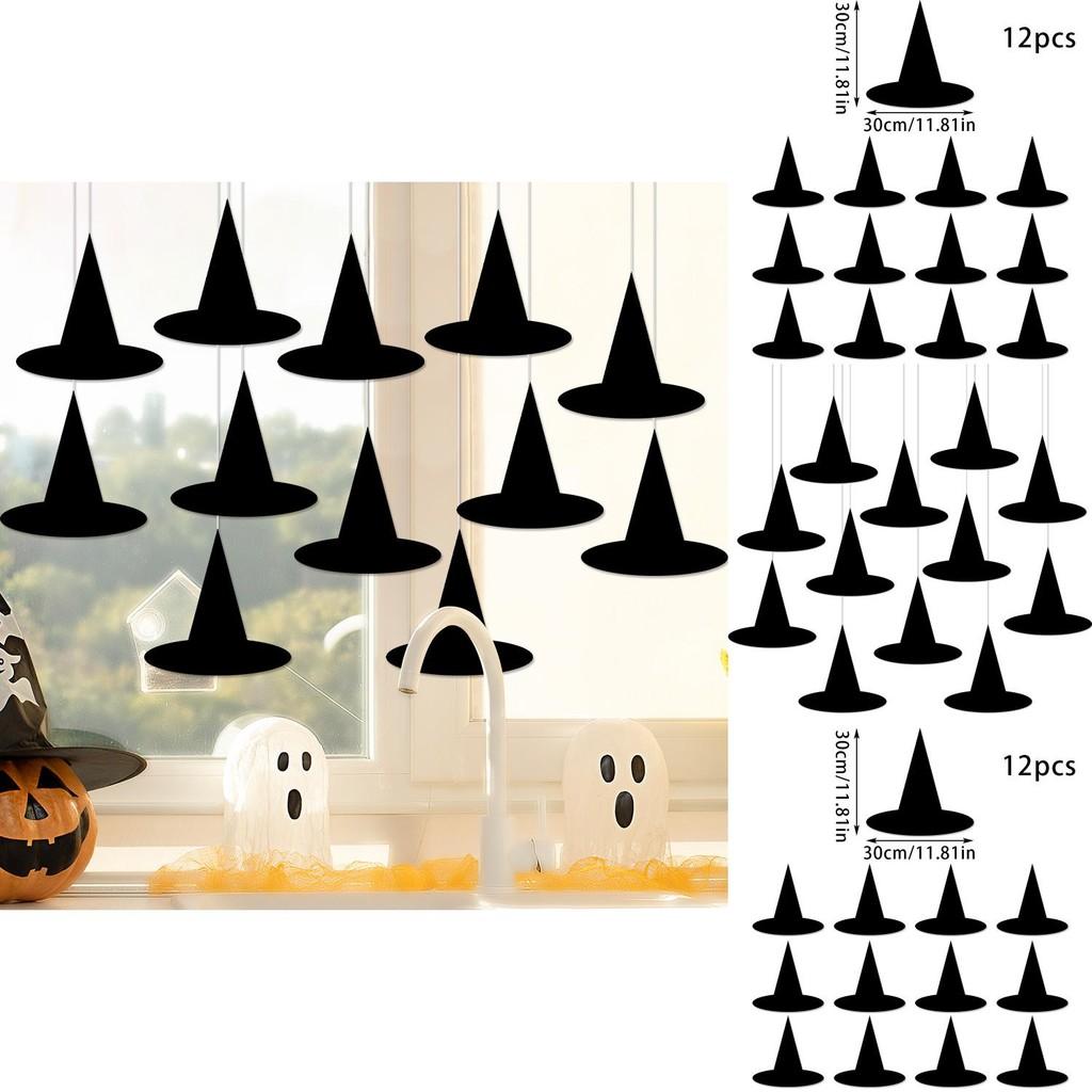 Halloween Witch Hat Paper Party Streamers For Scene Decoration 12 Pack