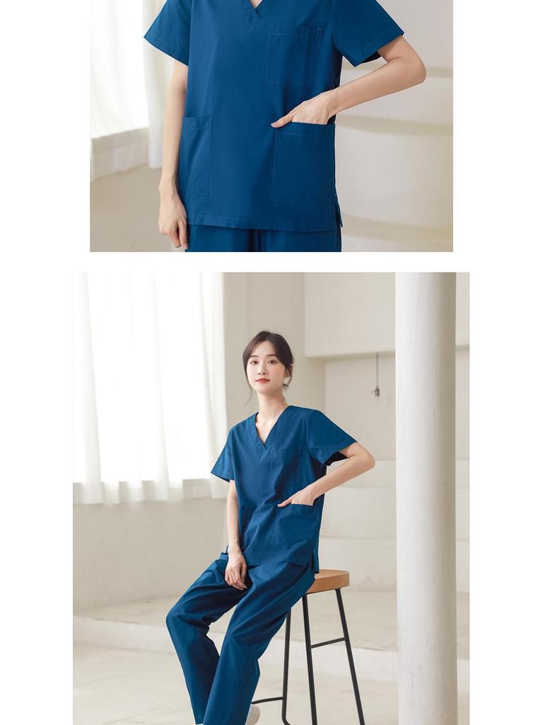 Unisex Short-Sleeve Surgical Gown and Long-Sleeve Workwear Scrub Set - Polyester/Cotton Blend