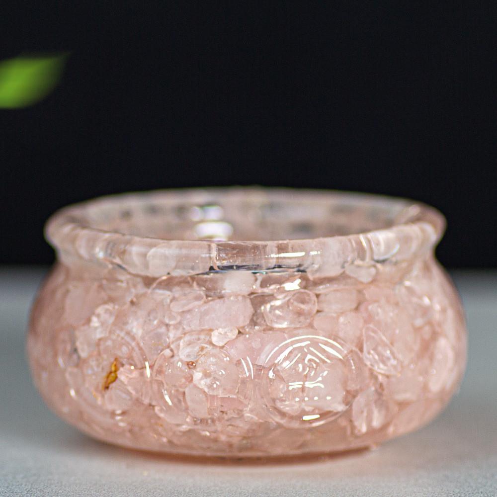 Resin Filled Natural Crystal Wealth Bowl With Handcrafted Decor For Home Gift Giving