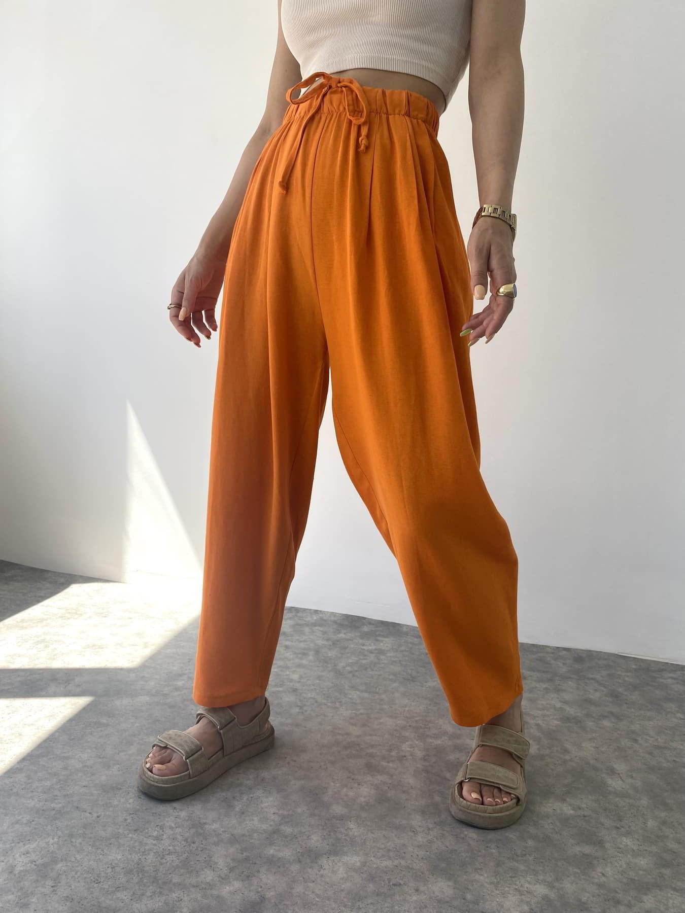 

Свободные льняные брюки Nanin оранжевого цвета