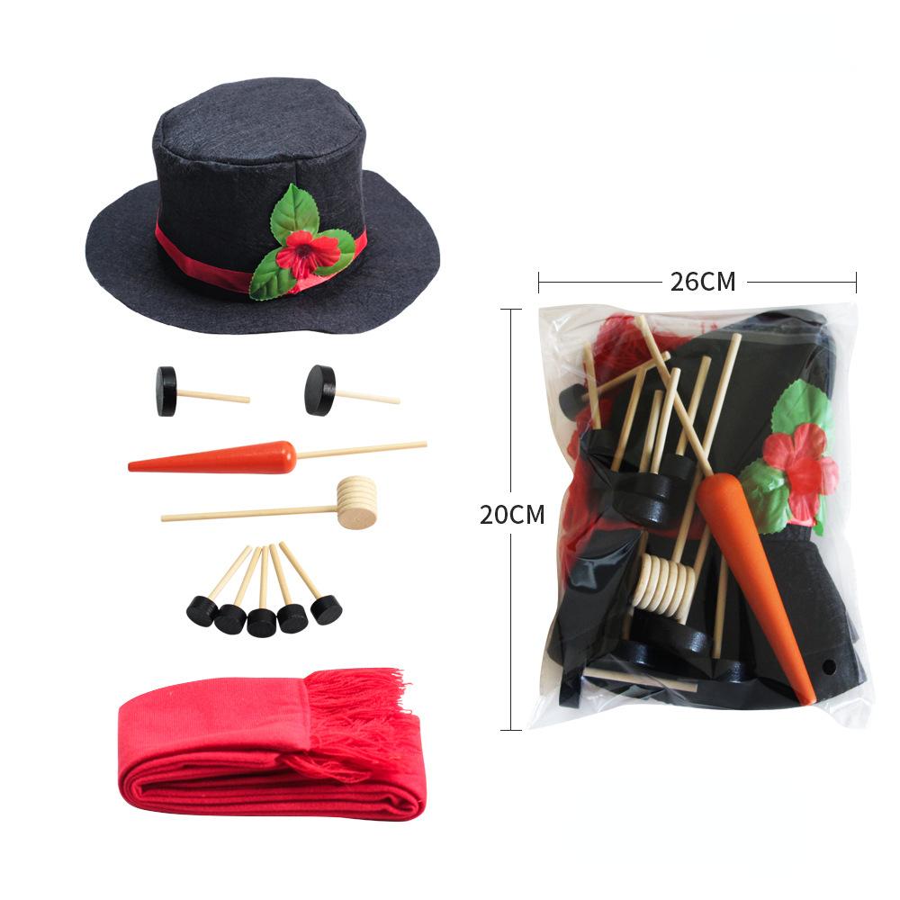 Party Upgrade Christmas Snowman Dress Up Set Combination Wooden Button Tube Red Hat Scarf Nose Mouth Eyes