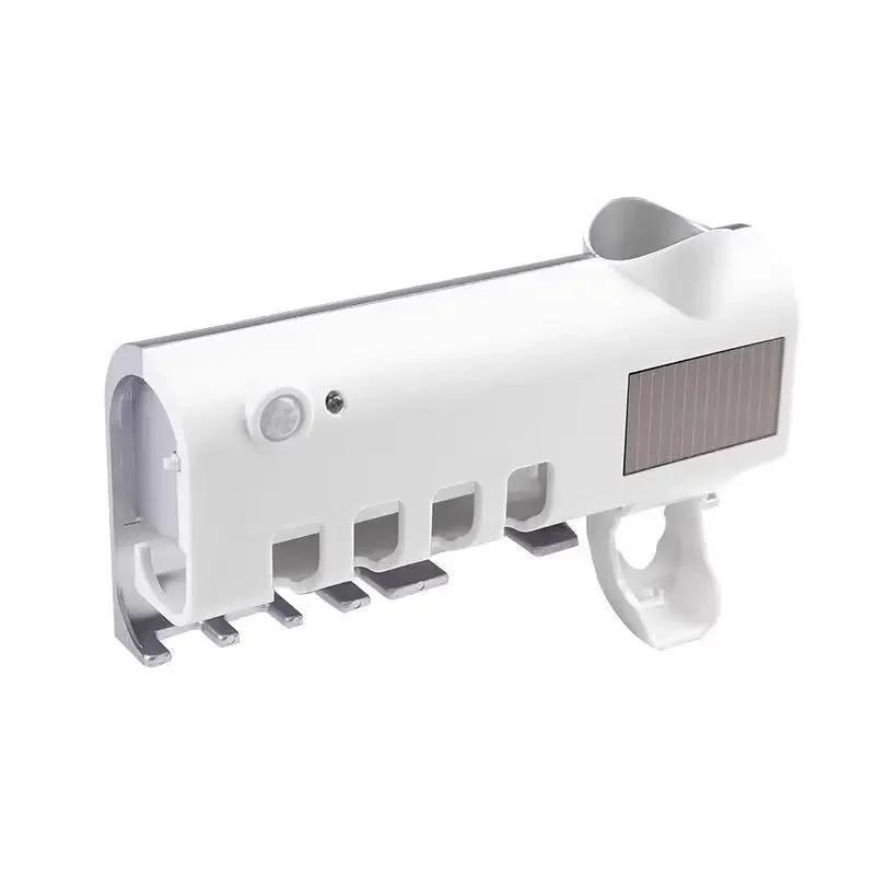 1pc/2pcs  Smart UV Toothbrush Sanitizer with Automatic Toothpaste Dispenser, Wall-Mounted UV Toothbrush Sterilizer