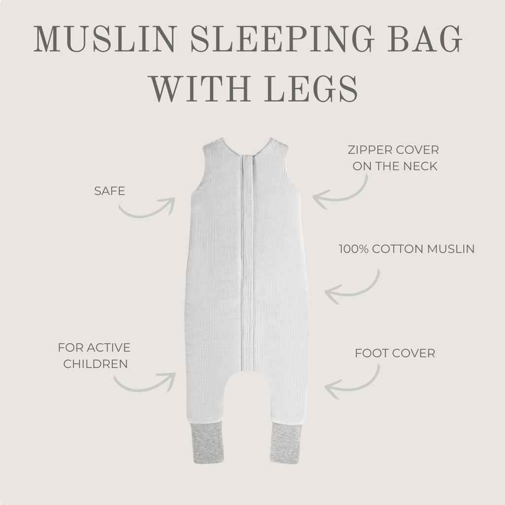 Muslin Footed Sleeping Bag S (1-2 Years) Gray