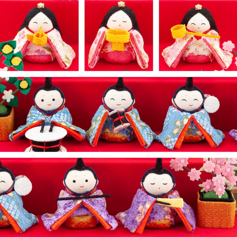 Hina Doll Ryukodo Crepe Compact Hina Doll Case Decoration Ten People Decoration Candy Red Rhinestone Acrylic Case Water Cherry Color 2.Flowing