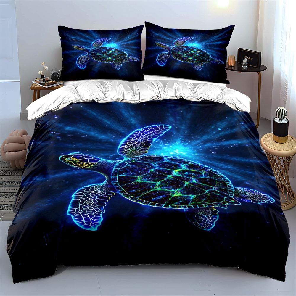 Glowing geometric sea turtle. Bedding sets Duvet cover sets Duvet covers Pillowcases(1*Duvet Cover 2*Pillowcases without duvet insert)