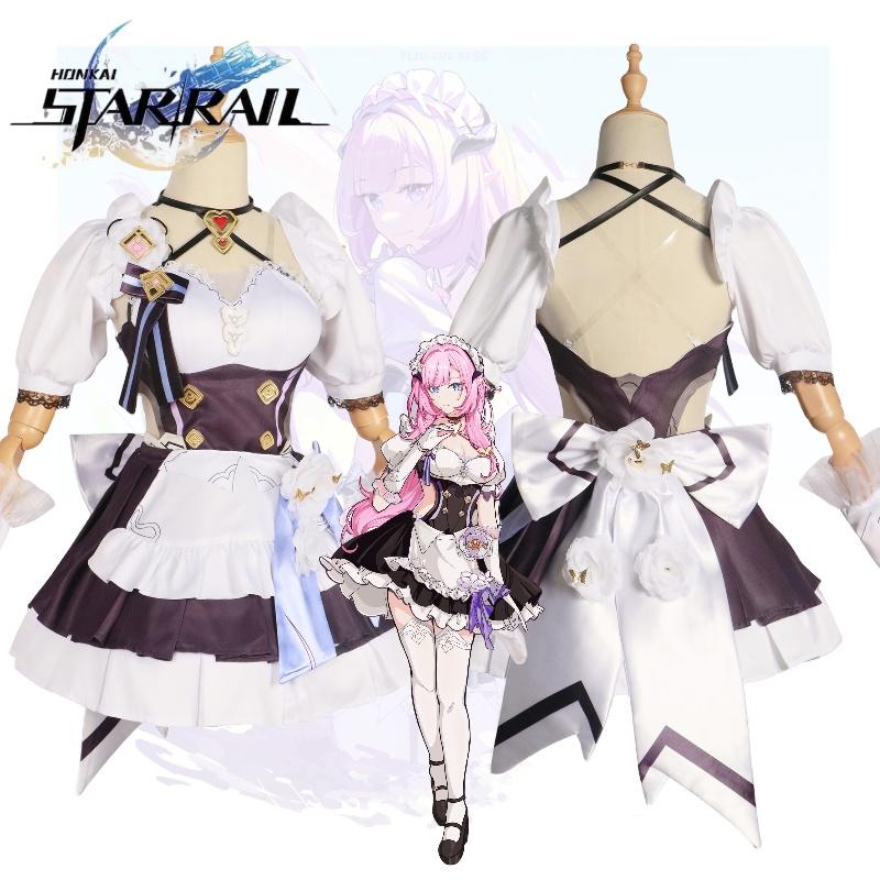 Honkai Elysia Maid Uniform Cosplay Costume Girl Anime Party Halloween Fan Outfit