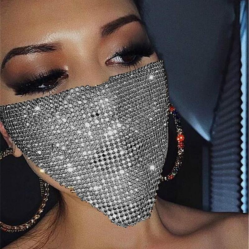 Women's Metal Flash Jewelry Mask Fashion Water Diamond Mask Bling Bling Mask Shiny Mask Nightclub Mask