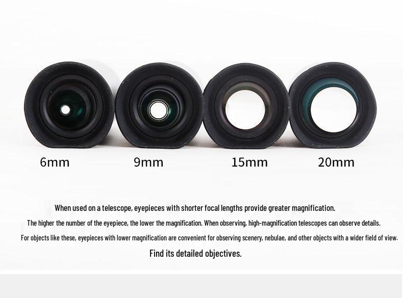 Oculaires Grand Angle 66°: 6, 9, 15, 20 mm - Accessoires de télescope pour l'observation du ciel étoilé en HD et l'observation du ciel profond