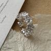 925 Sterling Silver Rings For Women Geometric Fine Jewelry Finger Adjustable Flower Zircon Ring For Party Birthday Gift