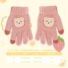 Umeloeo Mittens with Bear Cute and Thick Knit Gloves for Fall and Perfect for Snow Cold and Windproof and Elementary Ages Ages Kids' Five-Finger