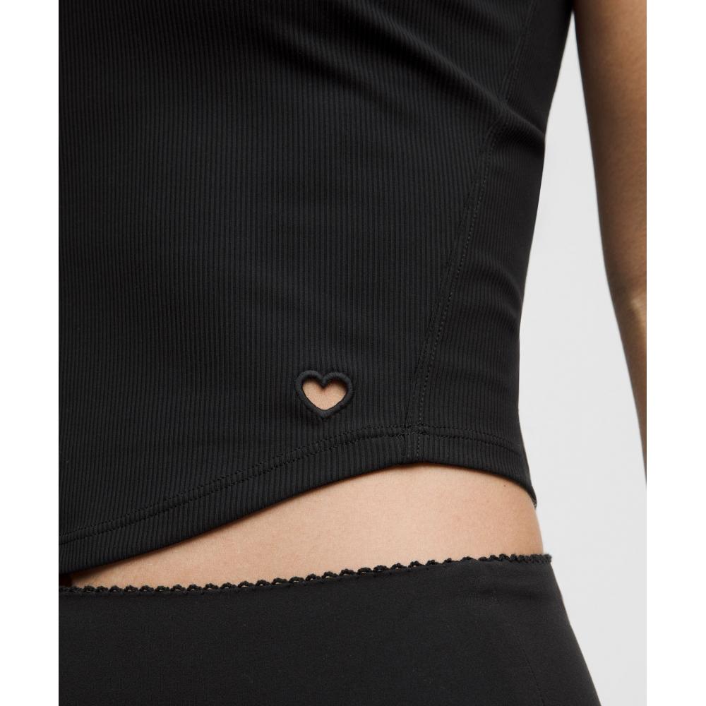 Lululemon Nulu Ribbed Cropped Tank Top  Heart Black