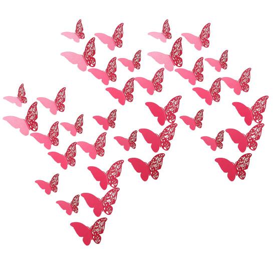 36Pcs 3D Butterfly Wall Decoration Hollow Wing Paper Butterflies Shape Sticker Home Office Living Room Bedroom Wall Ornament