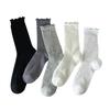 Spitzenstrümpfe Damen Sommer Dünn Ballett Stil Weiß Mary Jane Stapel Socken Mit Kleinen Lederschuhen Grau Sommer Mittellang