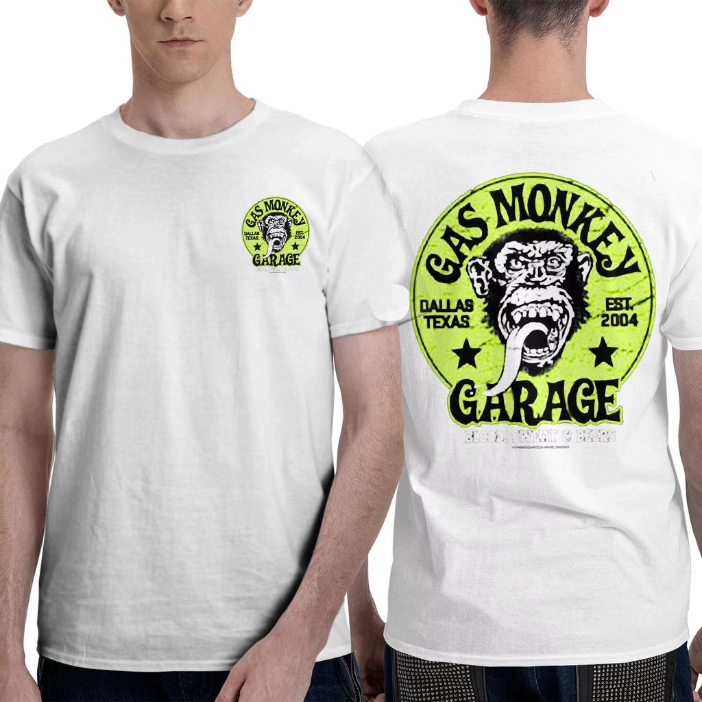 New Women Men Double Sided Gas Monkeys Garage Printed Cotton TShirt Summer Short Sleeve Oneck Tees 2026 Streetwear Cotton Tops