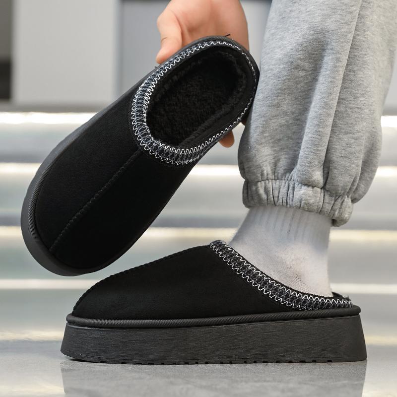 

TUINANLE Удобные теплые зимние тапочки для пары с флисовой подкладкой - Элегантные, теплые и удобные, с толстой подошвой для дома 36-37 чёрный