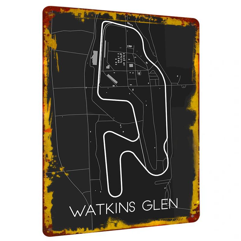 

Watkins Glen Race Track Metal Wall Art Decorative Sign for Racing Fans Home Garage Decor 20x30cm（7.8x11.8inch）