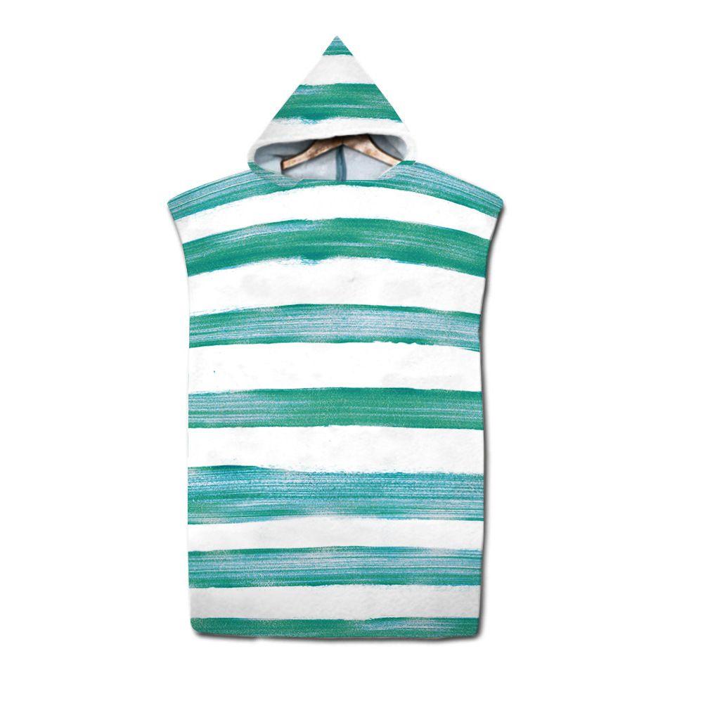 Striped Quick Drying Hooded Bathrobe For Swimming And Beach Vacation