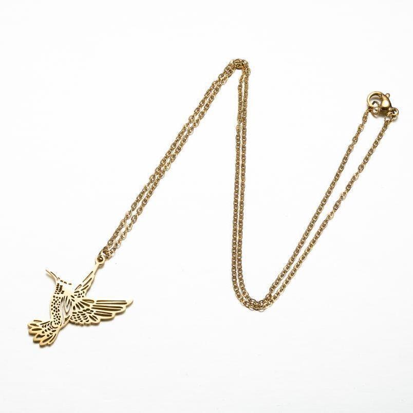 Hummingbird Pendant Necklace, Women's Stainless Steel Minimalist Jewelry