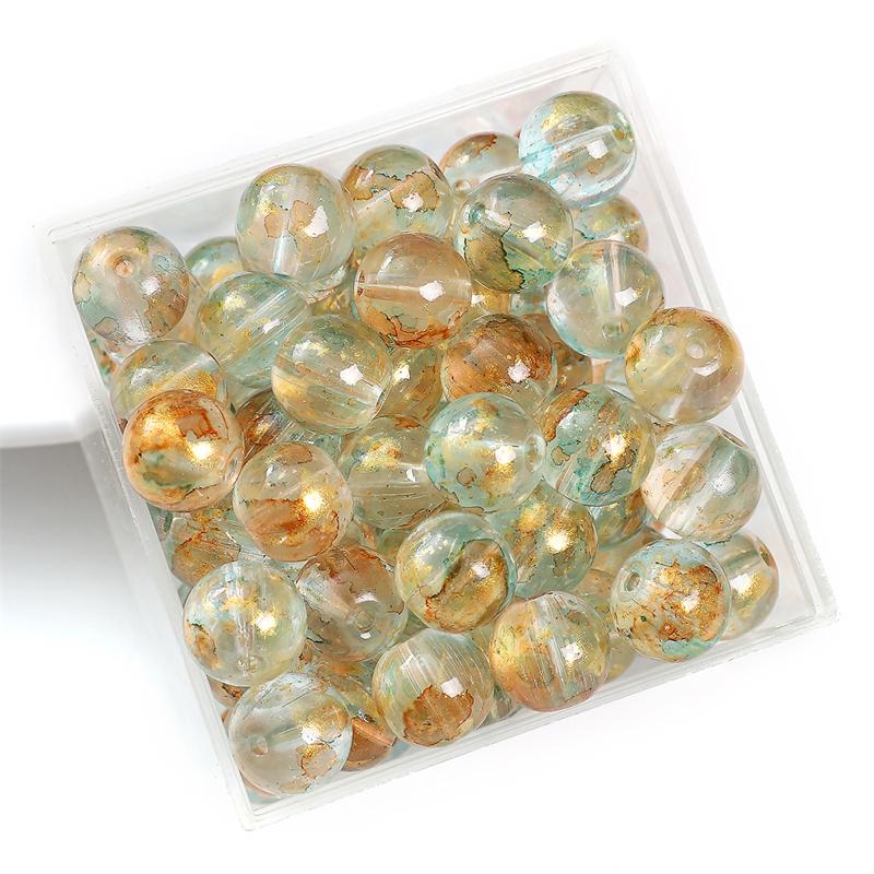 30/50pcs Crystal Glass Beads Ice Permeating Ink Halo Dyeing Sprinkles Golden Loose Spacer Beads for Jewelry Making