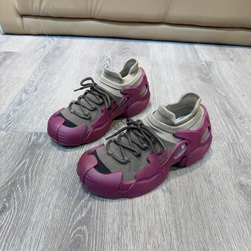 Women's Casual Sports Shoes Mixed Colors Platform Shoes Summer Breathable Knitted Sock Flats Woman Sneakers Zapatos De Mujer