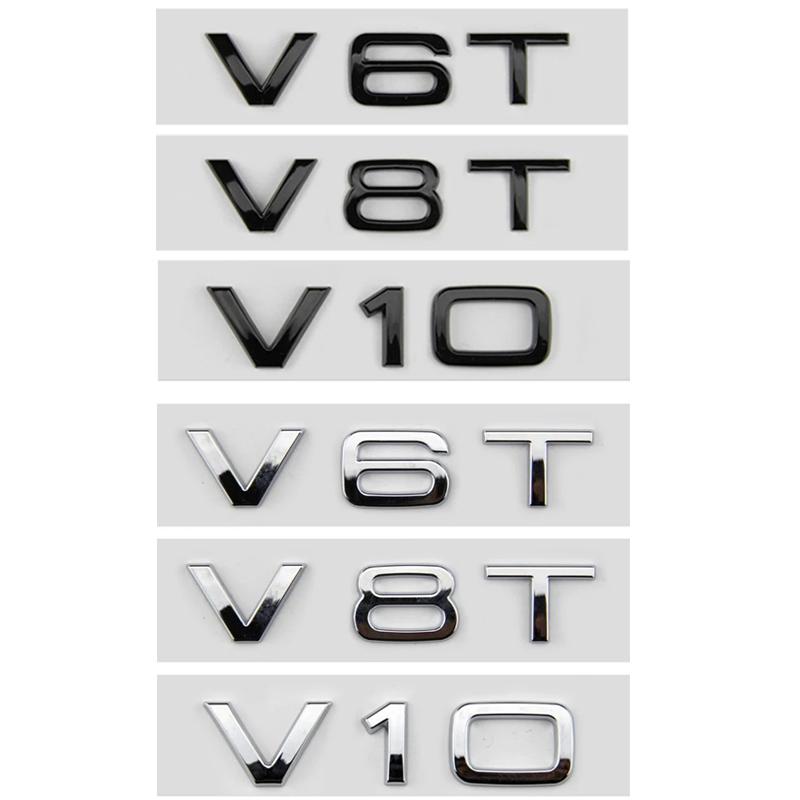 2pcs Car Styling ABS V6T V8T V10 Letter Emblem Tail Trunk Fender Side Badge Sticker For Q1 A4 A3 A5 A6 Q3 Q5 Q7 S6 Accessories