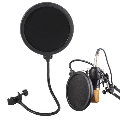AllBright Microphone Pop Filter, Pop Guard, Microphone Filter, Flexible, Noise Prevention, Clamp Type