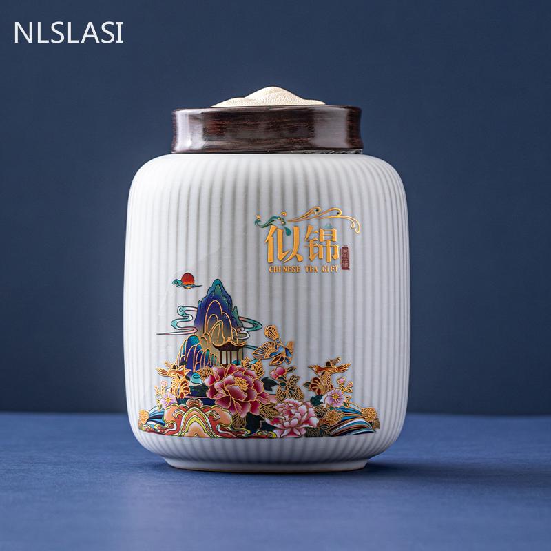 Creativity Ceramics Tea Caddy Large Candy Dried Fruit Storage Tank Portable Sealed Tea Jar Travel Tea Boxes Coffee Canister