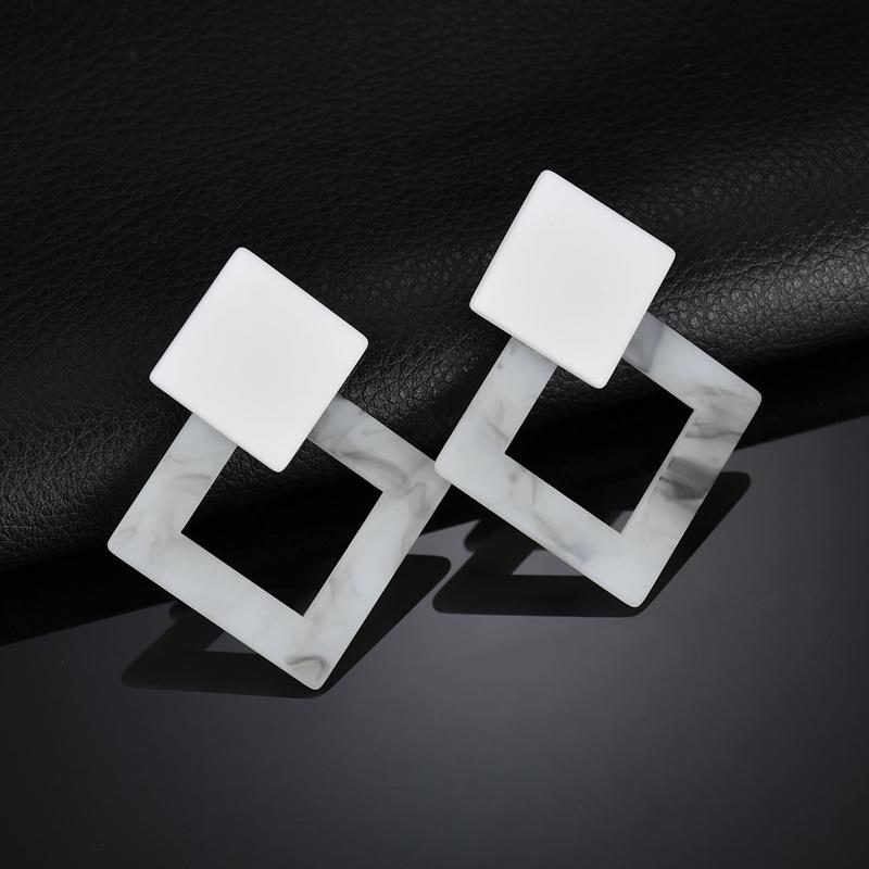 European and American style popular new fashion geometric hollow acrylic earrings temperament exaggerated hipster earrings